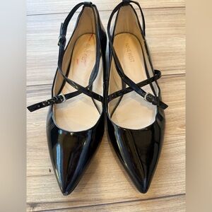 Nine West Ballet Flats 8.5 Sandals Anastagia Patent Leather Uppers Black Classic